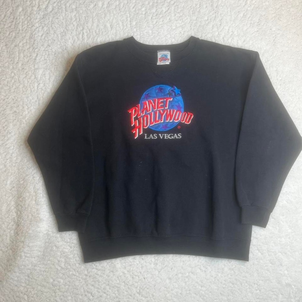 Vintage Planet Hollywood Las Vegas men black embroidered crew neck‎ sweatshirt L